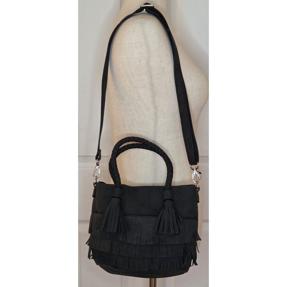 Danielle Nicole Grey with Fringe Carry/Crossbody Small Boho Purse NWOT